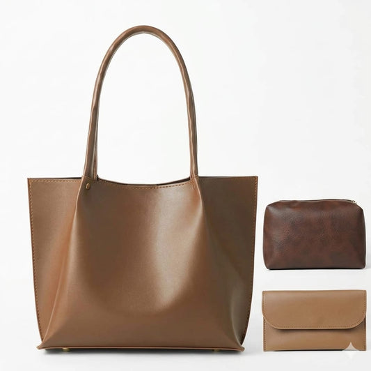 3PC KELOSHA TOTE SET BROWN