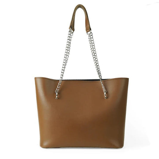CHAIN STRAPS BLACK TOTE