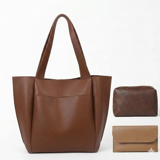 3PC TOTE SET BROWN